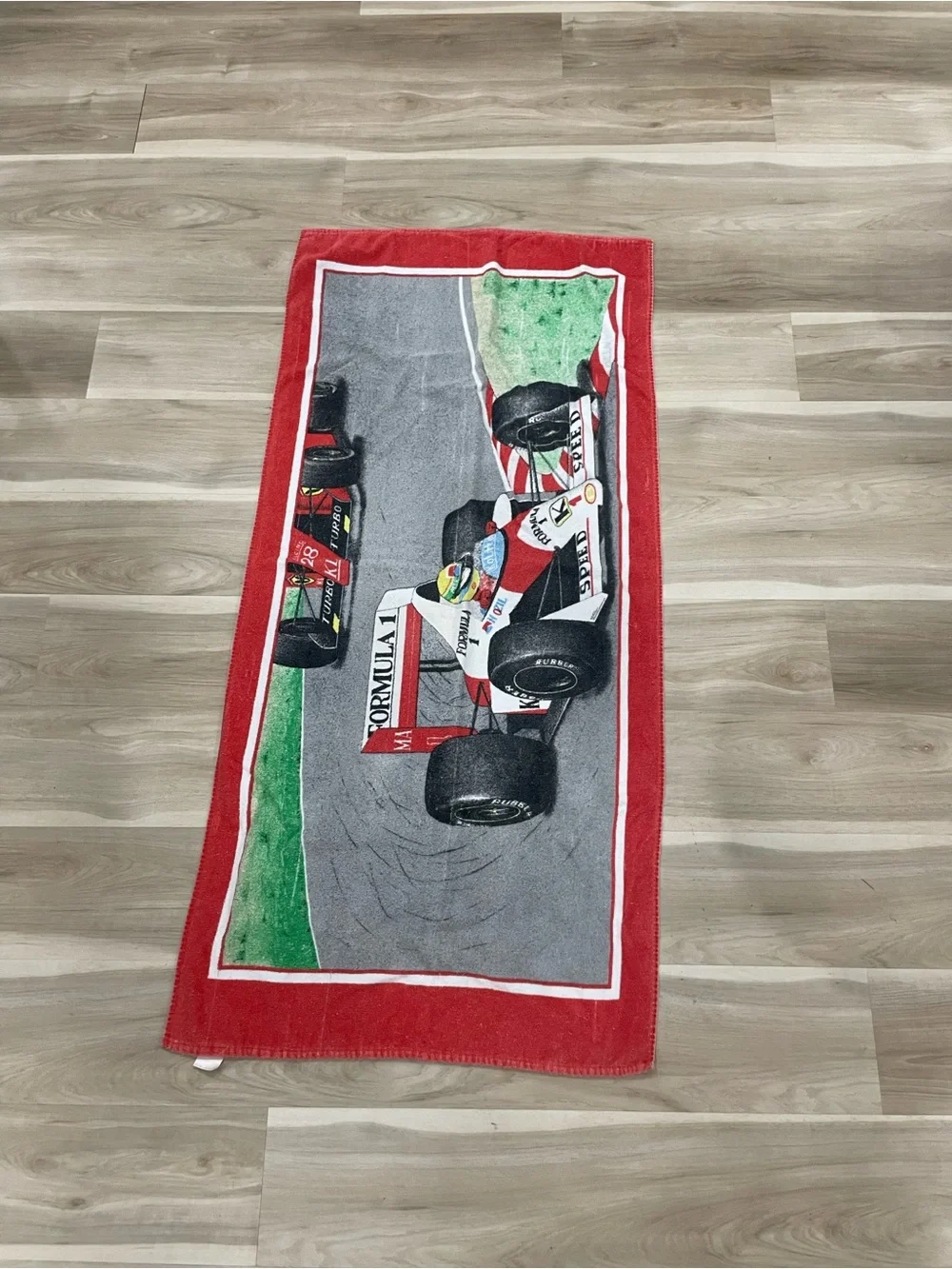 Red Formula 1 Race Car Beach Towel